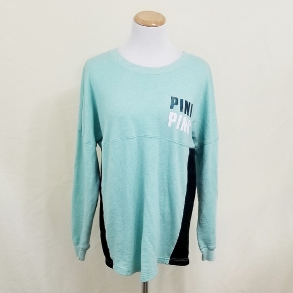 VS PINK aqua sweatshirt mint green mesh sides small - Picture 3 of 7